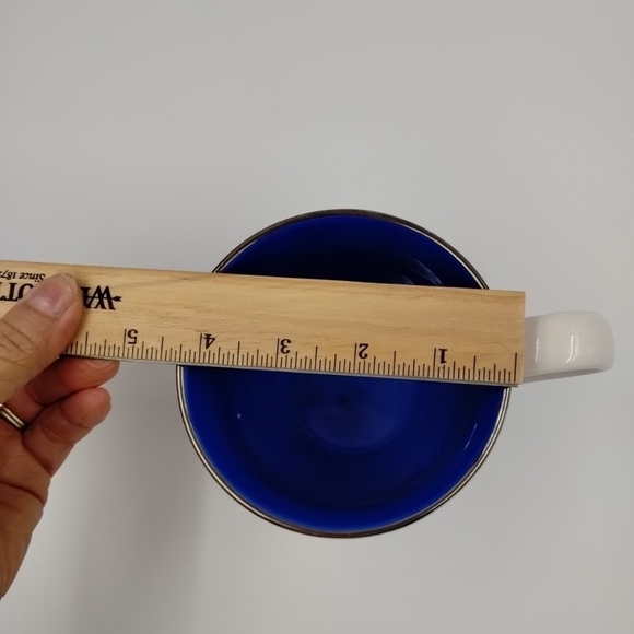 2003 Starbucks Barista Coffee Cup Mug White Blue Scroll Red Diamonds 18oz - Picture 11 of 11